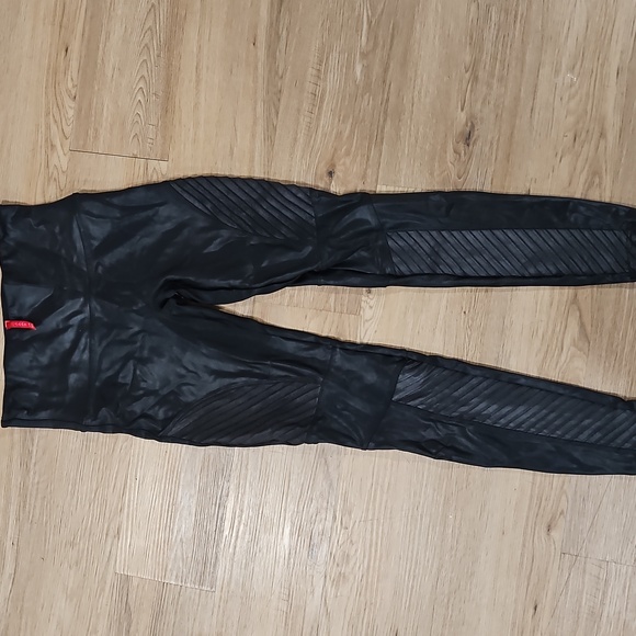 Spanx Faux Leather Moto Leggings. Women's Black Large - Picture 5 of 7